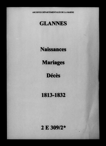 Glannes. Naissances, mariages, décès 1813-1832