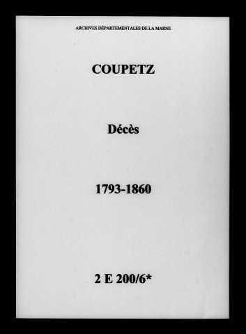 Coupetz. Décès 1793-1860