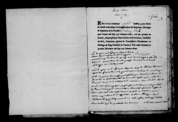 Aulnay-l'Aître. Baptêmes, mariages, sépultures 1763