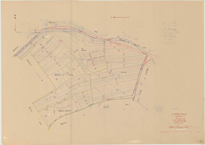 Changy (51122). Section A3 échelle 1/1250, plan mis à jour pour 1959, plan non régulier (papier)