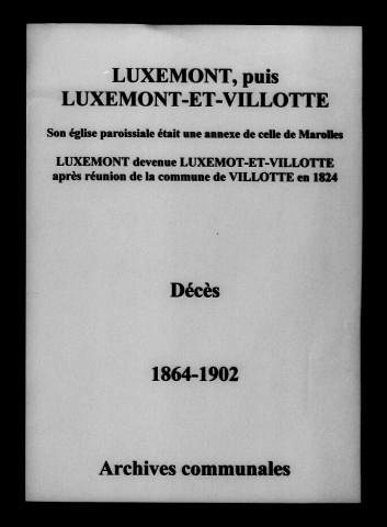 Luxémont-et-Villotte. Décès 1864-1902