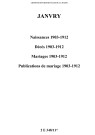 Janvry. Naissances, décès, mariages, publications de mariage 1903-1912