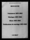 Bouleuse. Naissances, mariages, décès, publications de mariage 1853-1862