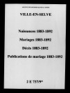Ville-en-Selve. Naissances, mariages, décès, publications de mariage 1883-1892