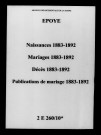 Époye. Naissances, mariages, décès, publications de mariage 1883-1892