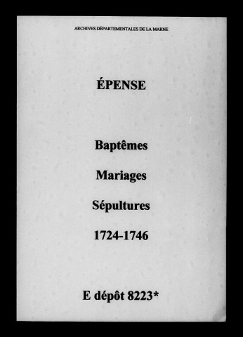 Épense. Baptêmes, mariages, sépultures 1724-1746