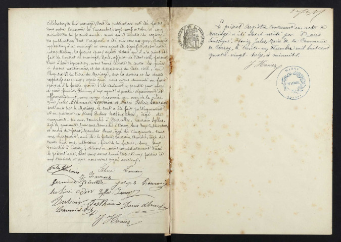 Corroy. Mariages 1893-1929