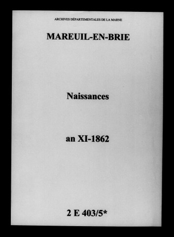 Mareuil-en-Brie. Naissances an XI-1862