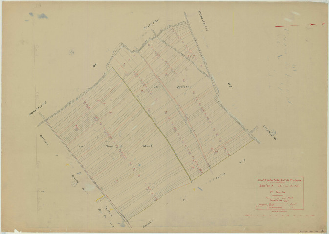 Nuisement-sur-Coole (51409). Section A1 échelle 1/2500, plan mis à jour pour 1935, plan non régulier (papier)