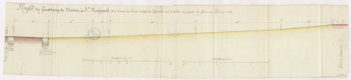 Profil du fauxbourg de Verriere à Ste Menehoul, 1786.