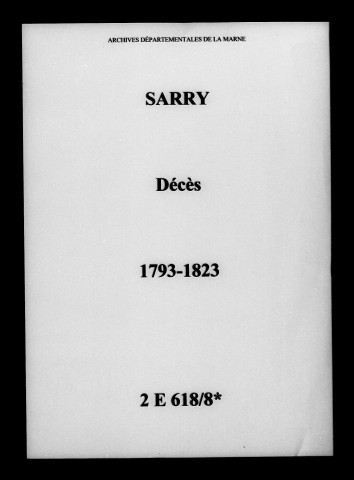 Sarry. Décès 1793-1823