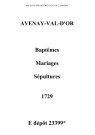 Avenay. Baptêmes, mariages, sépultures 1729