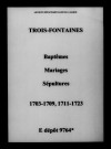 Trois-Fontaines. Baptêmes, mariages, sépultures 1703-1723