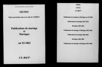 Ognes. Publications de mariage, mariages an XI-1862