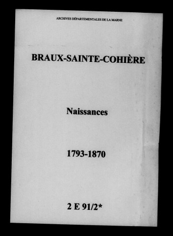 Braux-Sainte-Cohière. Naissances 1793-1870