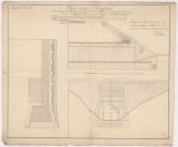 Plan coupe et élévation d'un pont à construire prés Sézanne sur le ravin des grandes thuilleris, 1782.