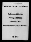 Baslieux-sous-Châtillon. Naissances, mariages, décès, publications de mariage 1853-1862