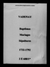 Vadenay. Baptêmes, mariages, sépultures 1732-1792