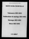 Mont-sur-Courville. Naissances, publications de mariage, mariages, décès 1823-1832