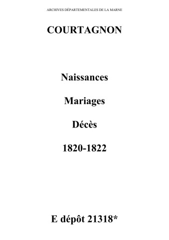 Courtagnon. Naissances, mariages, décès 1820-1822