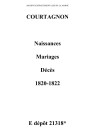 Courtagnon. Naissances, mariages, décès 1820-1822