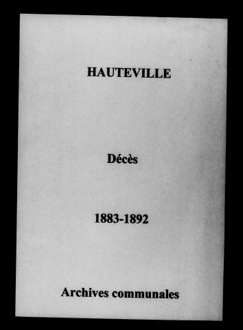 Hauteville. Décès 1883-1892
