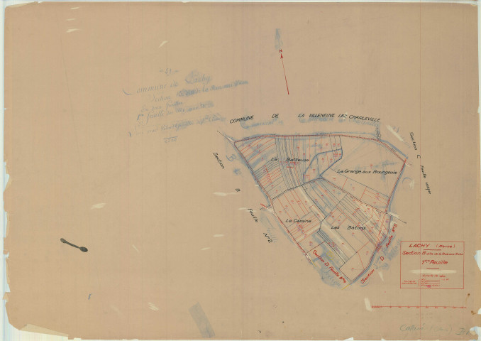 Lachy (51313). Section B1 échelle 1/2500, plan mis à jour pour 01/01/1933, non régulier (papier)