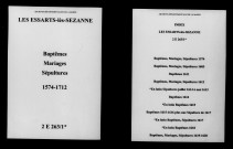 Essarts-lès-Sézanne (Les) . Baptêmes, mariages, sépultures 1574-1712
