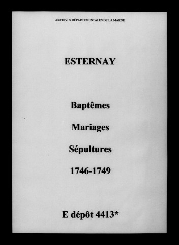 Esternay. Baptêmes, mariages, sépultures 1746-1749