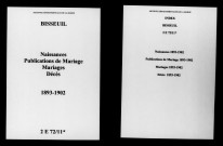Bisseuil. Naissances, publications de mariage, mariages, décès 1893-1902