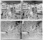 Cuisine installée dans un abri allemand (vue 1). Verdun 1917 blessé par un obus (vue 2)