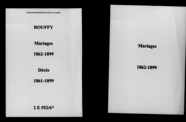 Rouffy. Mariages, décès 1861-1899