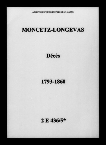 Moncetz. Décès 1793-1860