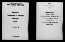Istres-et-Bury (Les). Naissances, publications de mariage, mariages, décès 1793-an X