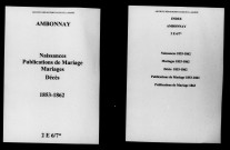 Ambonnay. Naissances, publications de mariage, mariages, décès 1853-1862