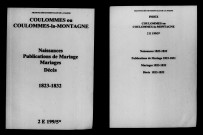 Coulommes. Naissances, publications de mariage, mariages, décès 1823-1832