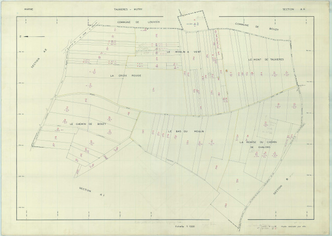 Val-de-Livre (51564). Section AH échelle 1/1000, plan renouvelé pour 1970, plan régulier (papier armé).