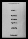 Rosay. Baptêmes, mariages, sépultures 1693-1702