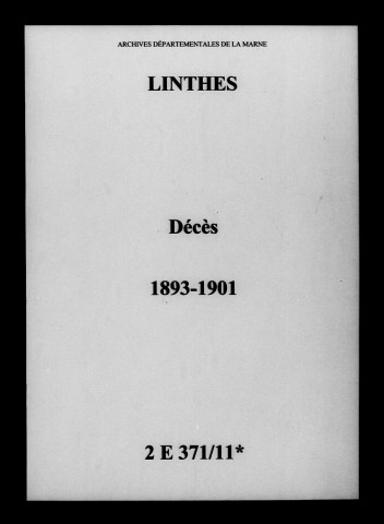 Linthes. Décès 1893-1901