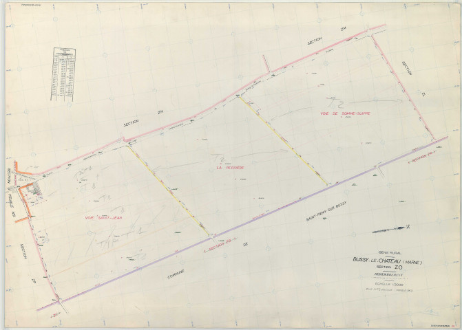 Bussy-le-Château (51097). Section ZO échelle 1/2000, plan remembré pour 1969, plan régulier (papier armé)