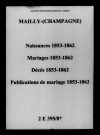 Mailly. Naissances, mariages, décès, publications de mariage 1853-1862