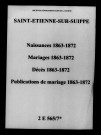 Saint-Étienne-sur-Suippe. Naissances, mariages, décès, publications de mariage 1863-1872