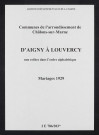 Communes d'Aigny à Louvercy de l'arrondissement de Châlons. Mariages 1929
