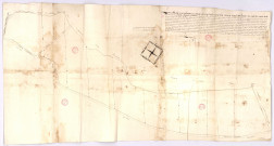 Plan, arpentage et division du bois de Reims, dit les Croizettes à Courville (mars 1672), Robert Lajoye