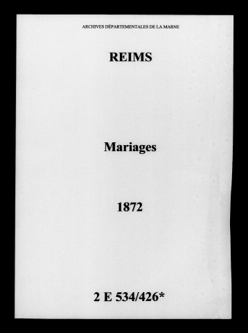 Reims. Mariages 1872