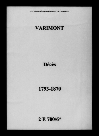 Varimont. Décès 1793-1870