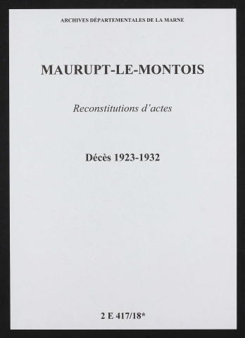 Maurupt-le-Montois. Décès 1923-1932 (reconstitutions)