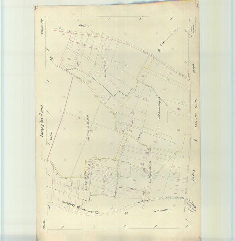Pargny-lès-Reims (51422). Section AD échelle 1/1000, plan renouvelé pour 1962, plan régulier (papier armé).