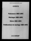 Gueux. Naissances, mariages, décès, publications de mariage 1883-1892
