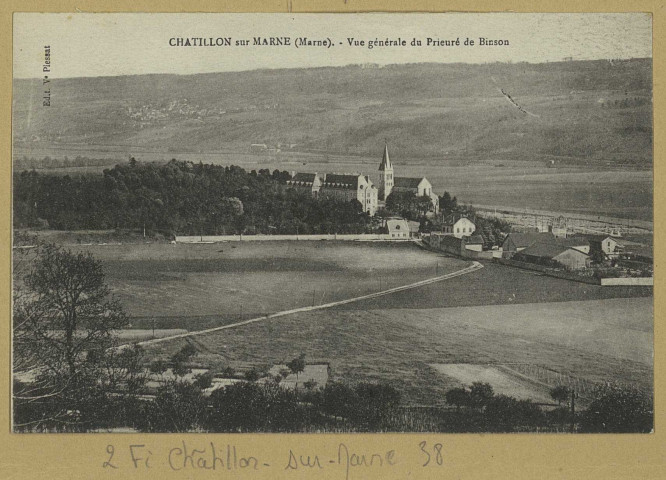 CHÂTILLON-SUR-MARNE. Vue générale du prieuré de Binson.
Château-ThierryÉdit. Vve Plessat. Édition Bourgogne.[vers 1935]